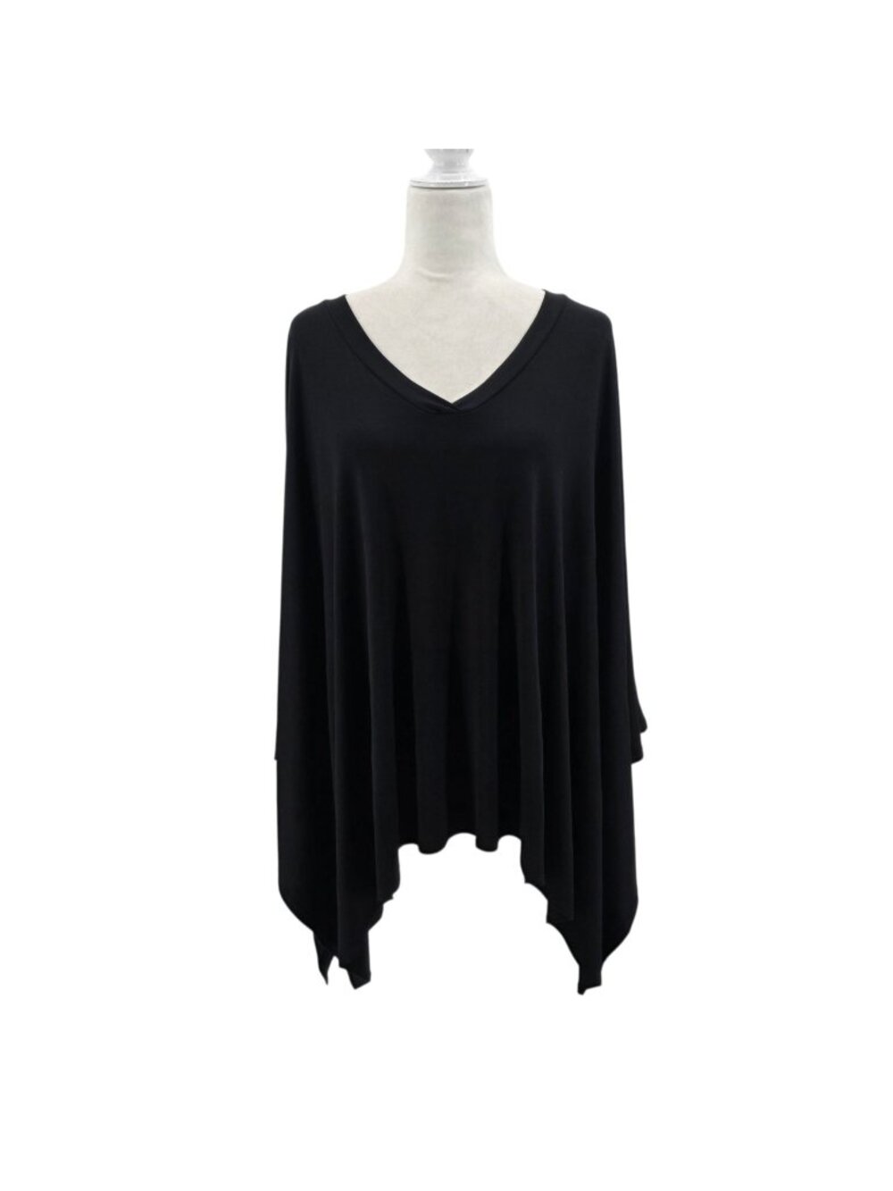 Three Bird Nest Womens Small Top Oversized Tunic Black Batwing Sleeve Boho